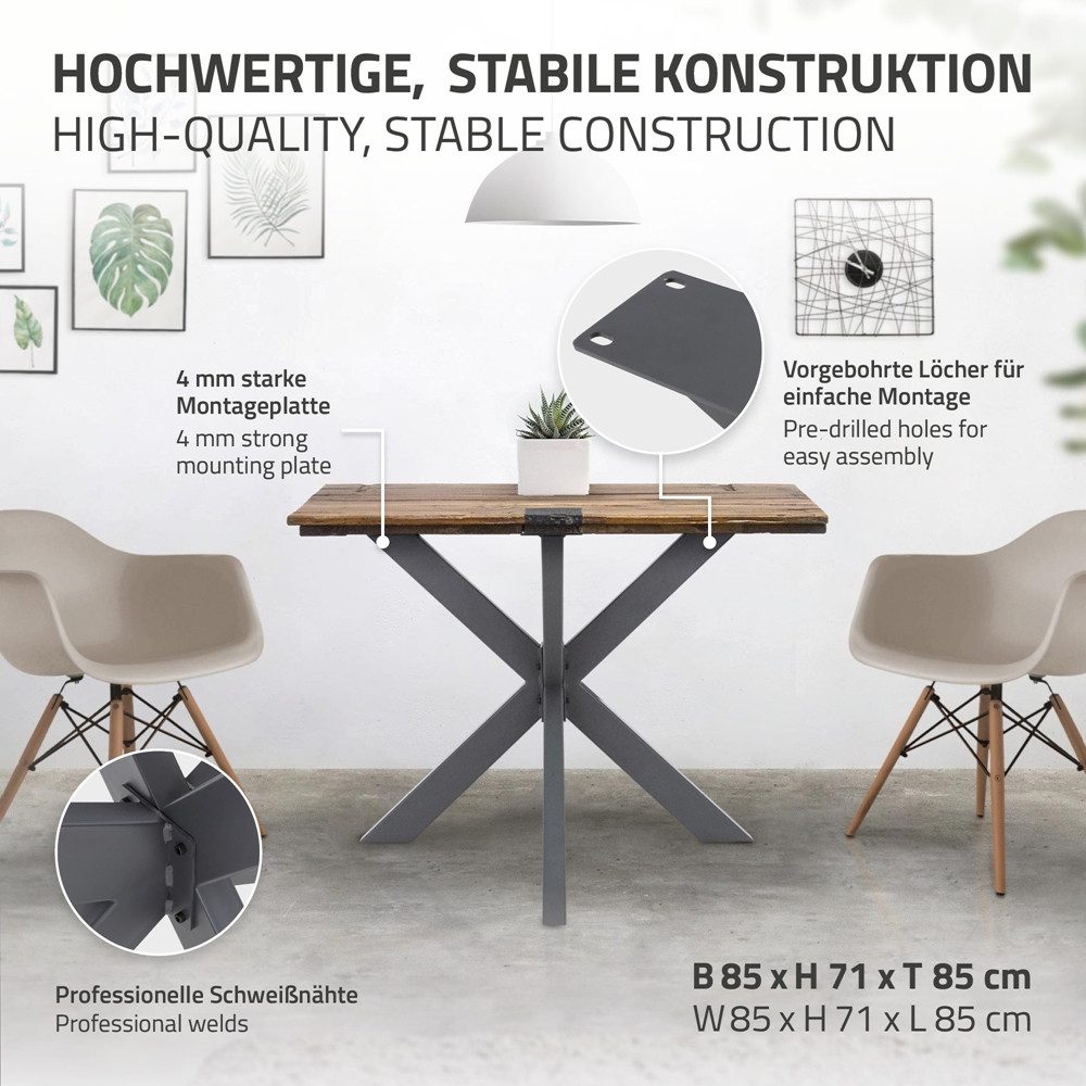 ML-DESIGN Tischbein Tischgestell Spider Kreuzgestell Schwerlast aus Stahl DIY Möbelfüße, Tischkufen Tischfüße X-Design 85x71x85 cm Anthrazit Industriedesign