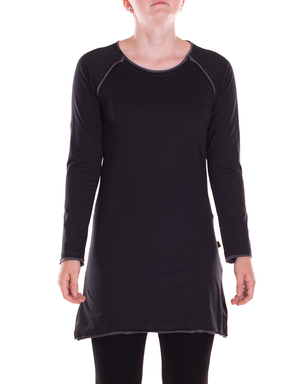 Vishes A-Linien-Kleid Damen Kleid Baumwolle Casual Rundhalsausschnitt langarm einfarbig Alternative Bekleidung, Ethno, Hippie, Retro Style