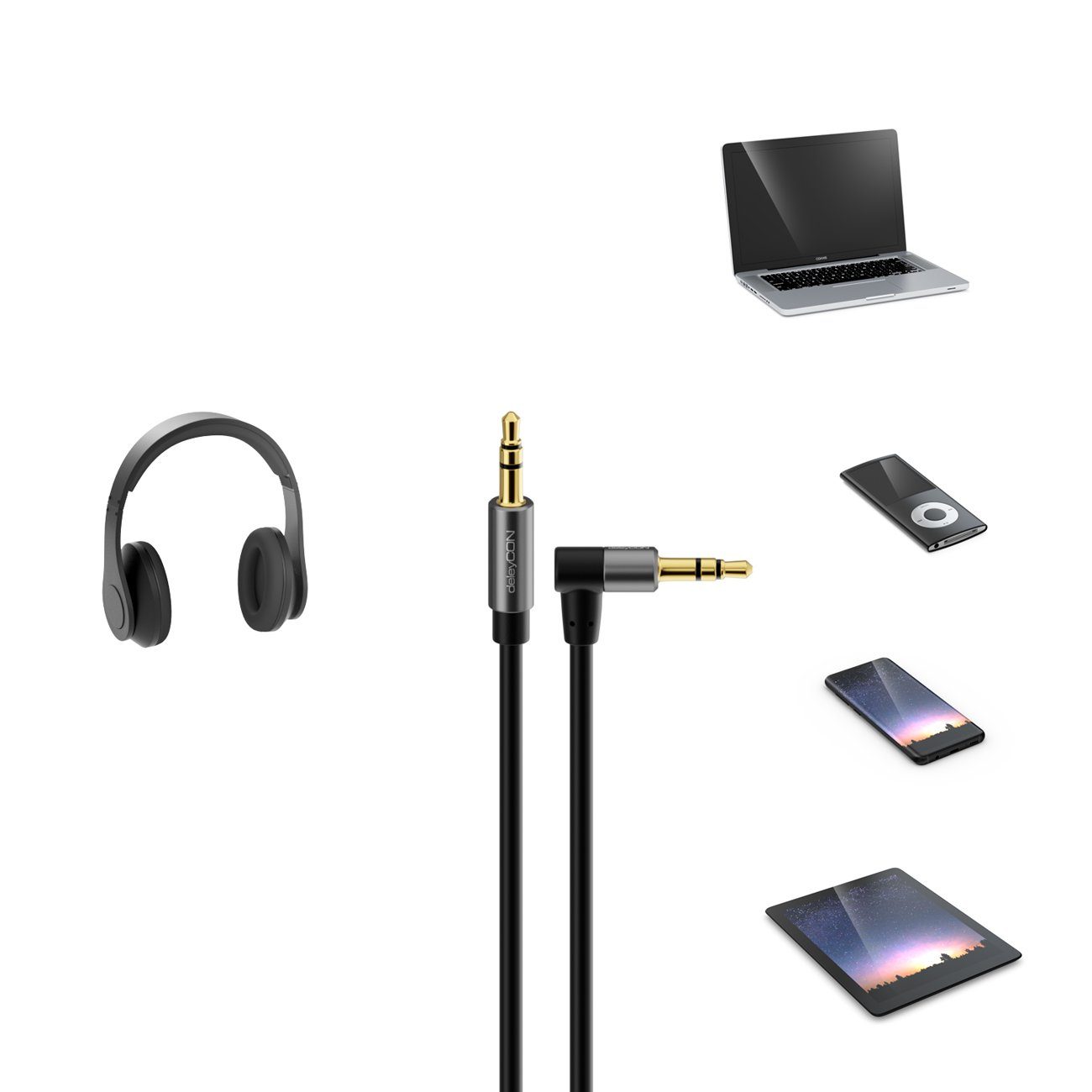 deleyCON deleyCON 5m Klinke Audio Stereo AUX Kabel 3,5mm Klinkenkabel Audio-Kabel – Bild 3 von 5