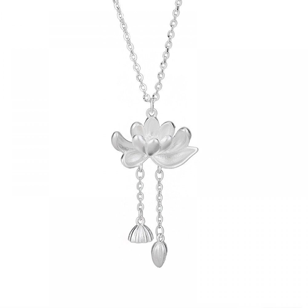 Lotus-Anhänger, Damen, Lotus-Qu Invanter Sterlingsilber für Charm-Kette Lotus-Halskette aus