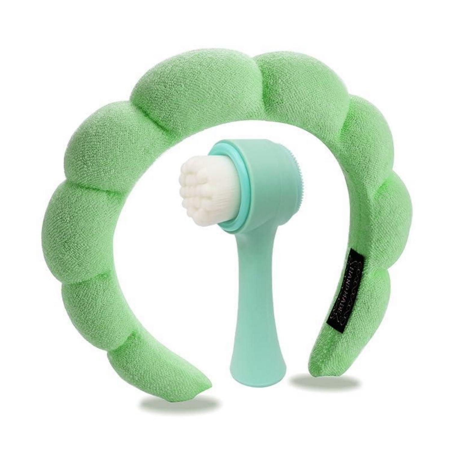 LuxusKollektion Wellness-Pflegeset Gesichtsbürste & Haarband Set Grün