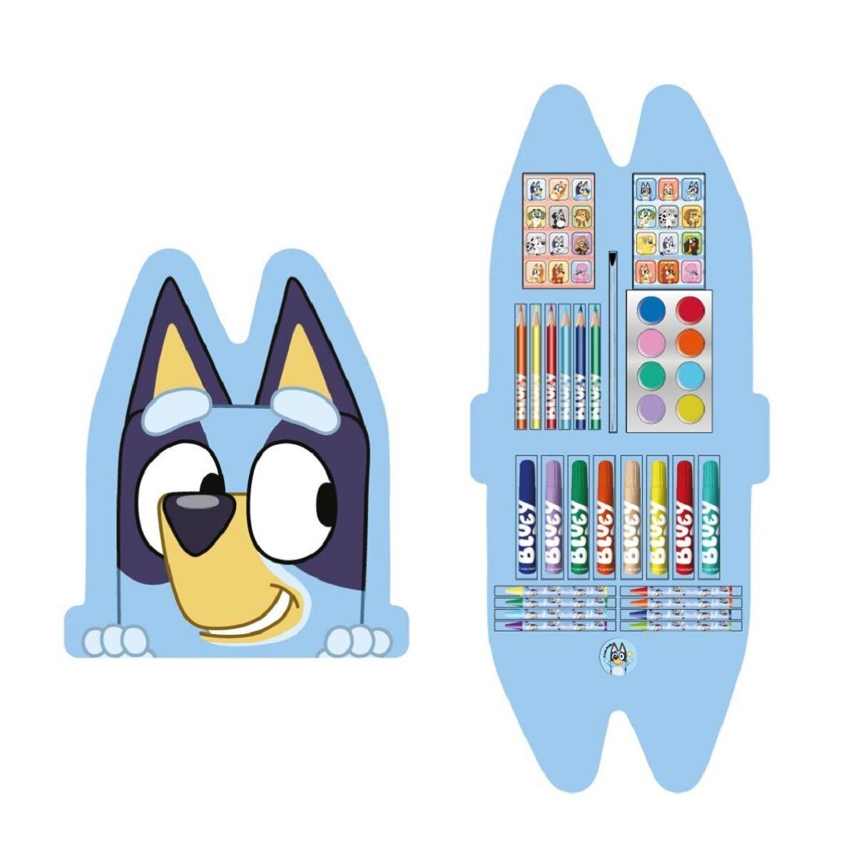 Bluey Kreativset Bluey Schul-Schreibwaren-Set Etui mit Stiften, Lineal