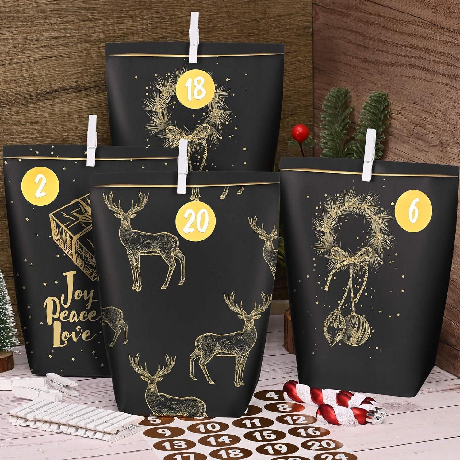 LuxusKollektion DIY-Adventskalender Adventskalender Tüten Schwarzgold Weihnachtskalender DIY