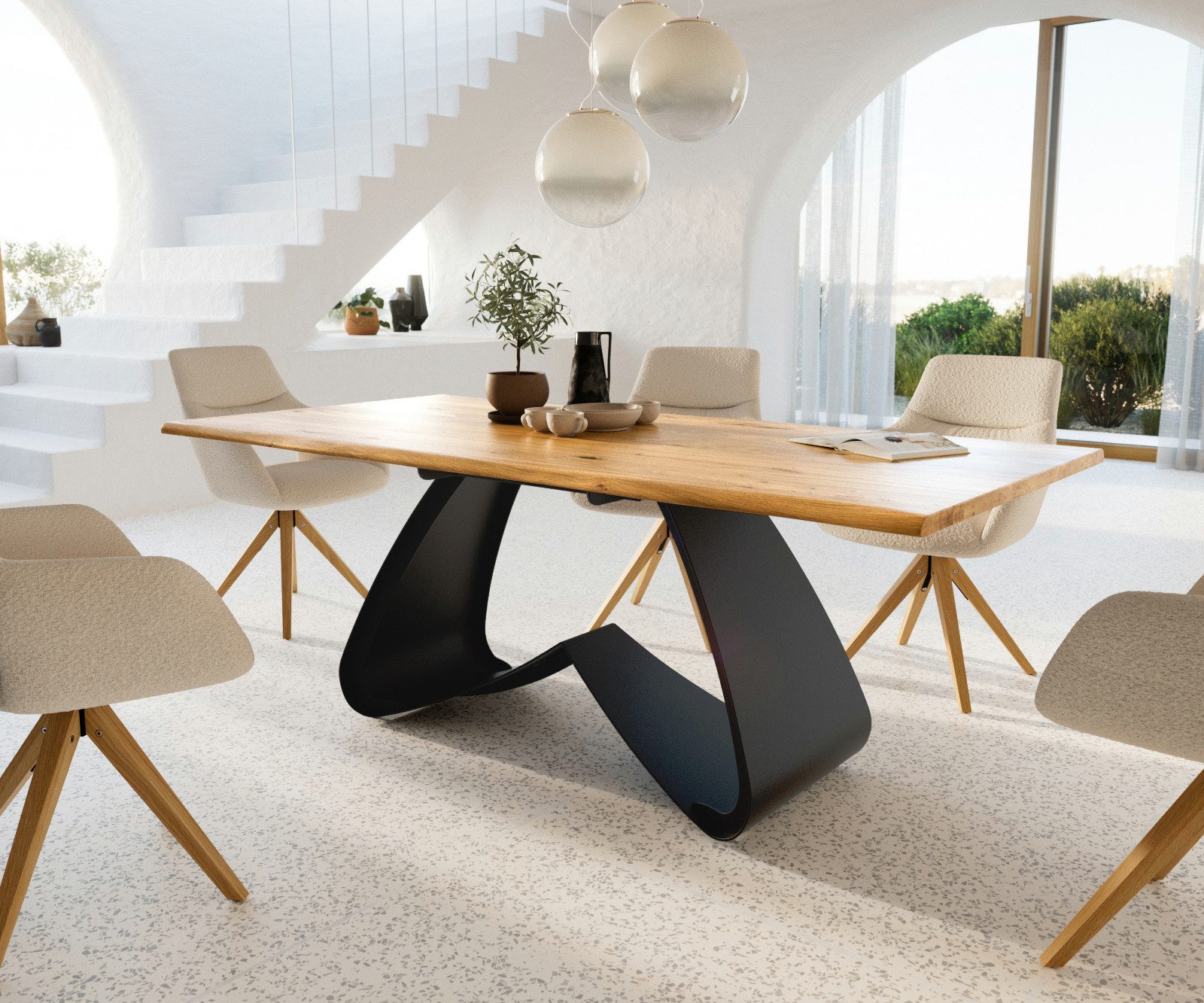 DELIFE Esstisch Edge, Eiche Natur 200x100x2,5-3 günstig online kaufen