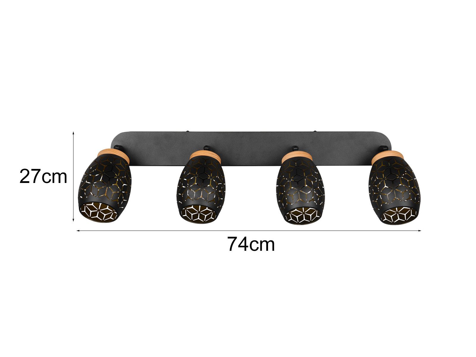 Reality Leuchten LED Deckenstrahler, Dimmfunktion, LED wechselbar, über Lichtschalter in 3 Stufen dimmbar, warmweiß, Licht-strahler innen orientalische Licht-spots Decke Spotlampen B:74cm