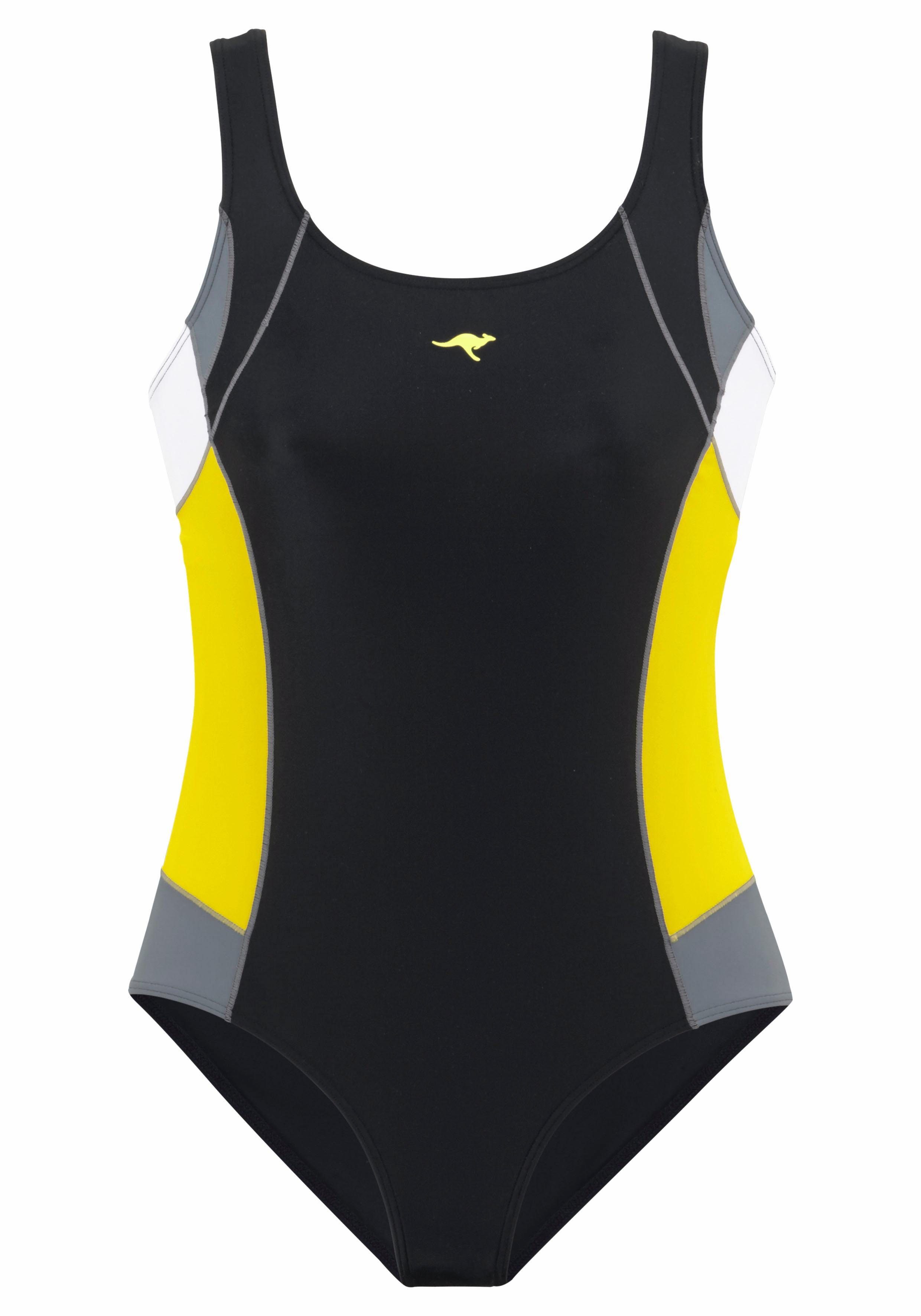 Design schwarz-gelb sportlichem in Badeanzug mit und KangaROOS Shaping-Effekt