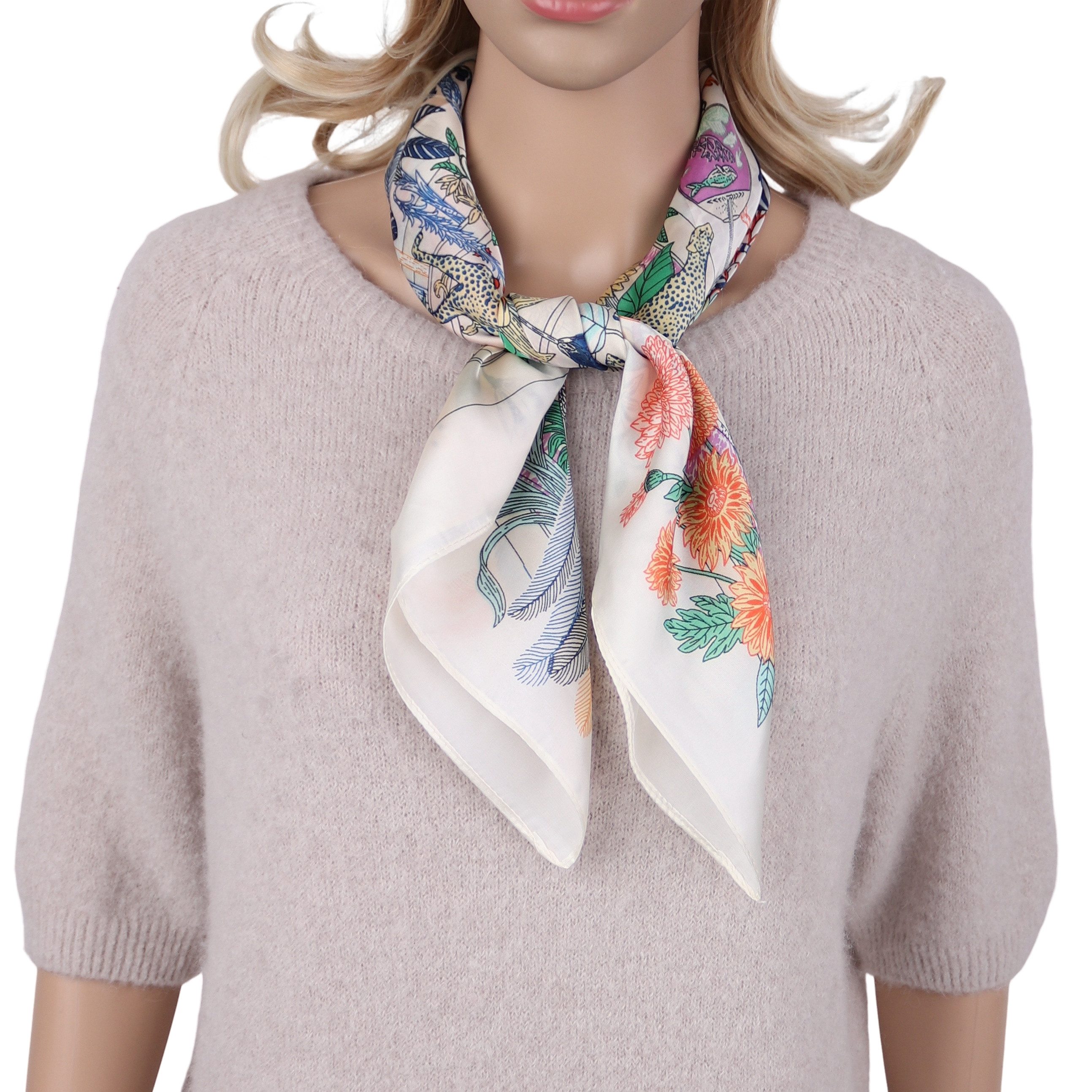 MIRROSI Nickituch Vierecktuch ca. 70x70cm wunderschöne Mustern, Damen Halstuch ideal für Frühling, Sommer oder Herbst