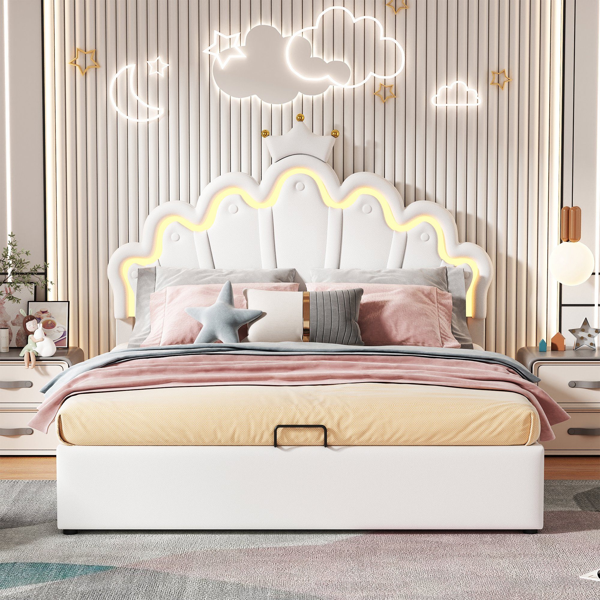 Flieks Polsterbett, LED Kinderbett Doppelbett mit günstig online kaufen