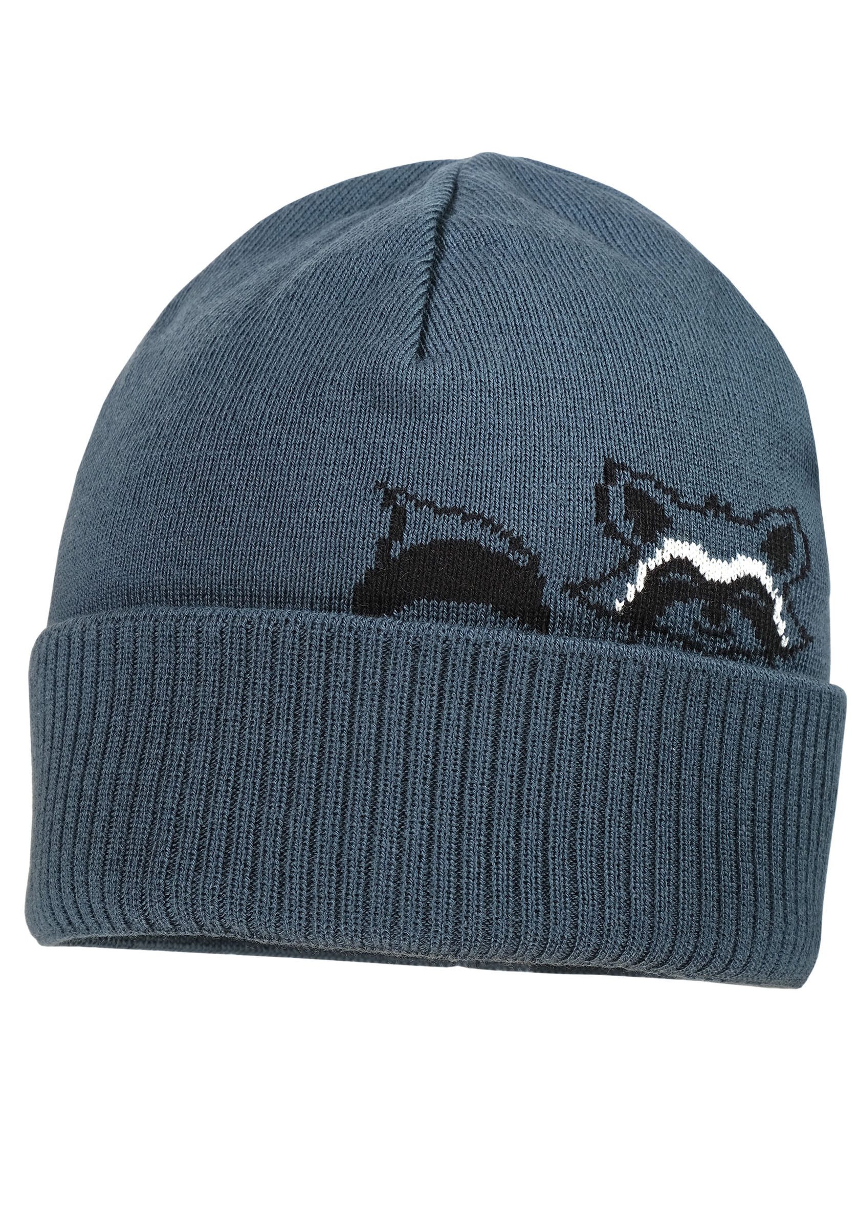 MAXIMO Strickmütze mit Umschlag im Waschbär-Design