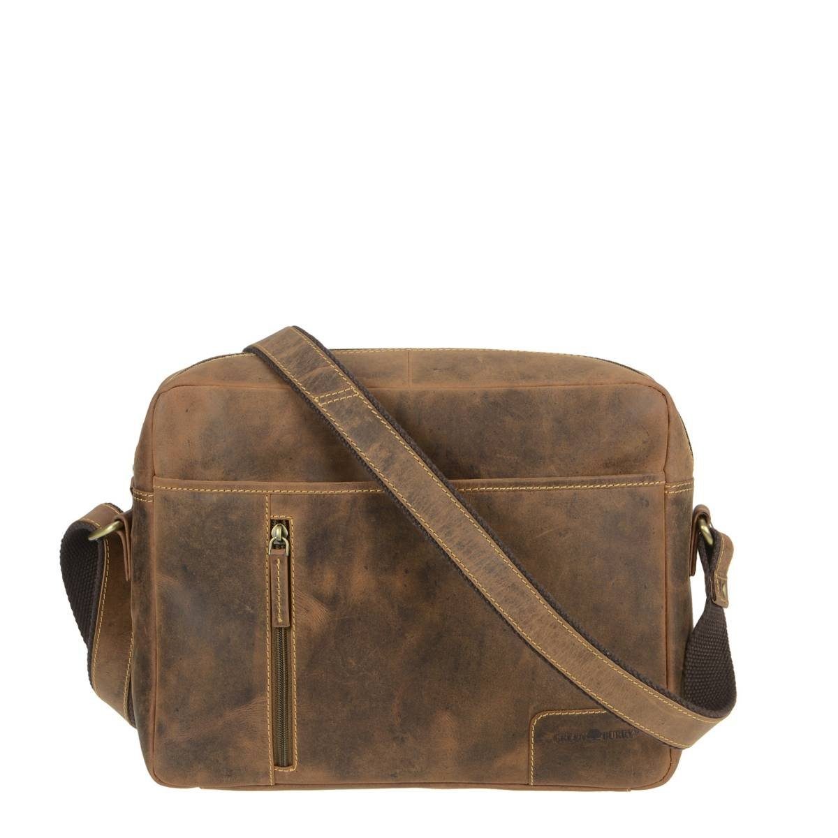 Greenburry Umhängetasche "Vintage" Leder, used Look, Schultertasche 32x25cm, Herrentasche