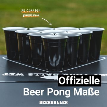 BeerBaller Becher BeerBaller® Black Cups - 25 schwarze Beerpong Becher & 3 Bälle als Set, 16oz/473ml