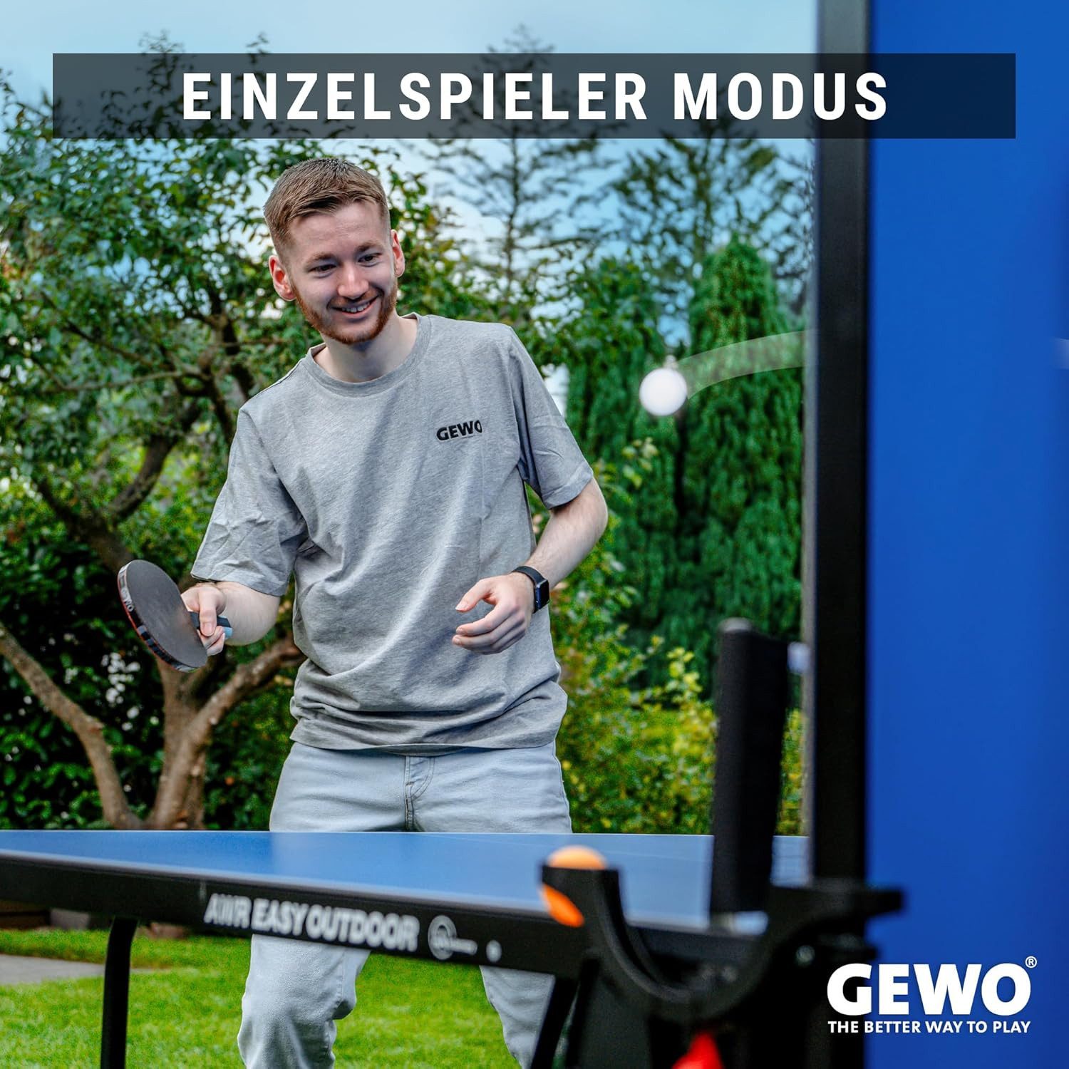 Gewo Tischtennisplatte Outdoor AWR Easy, Tischtennistisch klappbar, blau (1-tlg) – Bild 5 von 5
