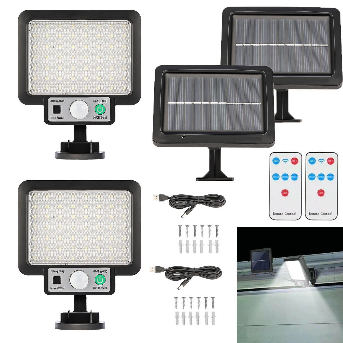 oyajia LED Solarleuchte 56 LEDs Strahler günstig online kaufen