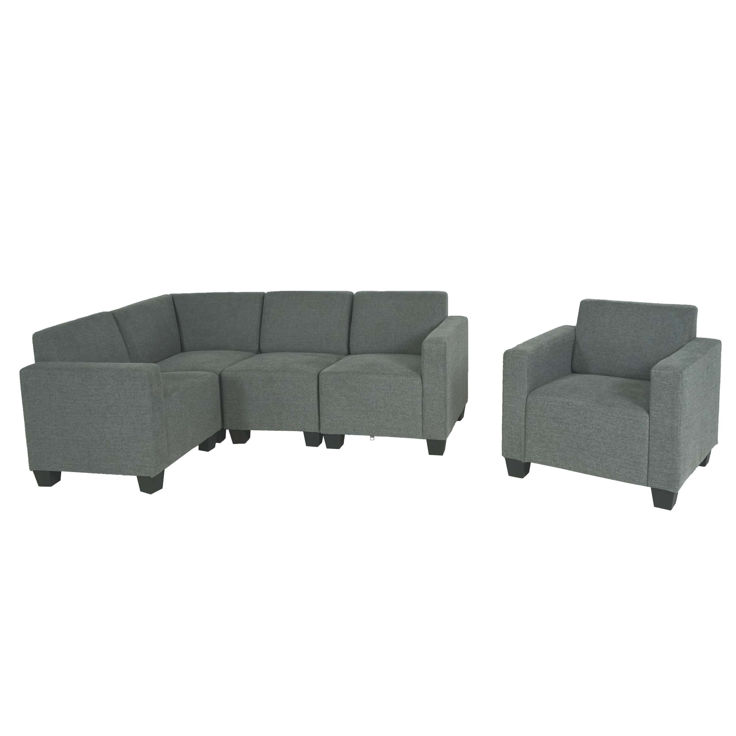 MCW Sofa Moncalieri-4-1-S, Set 5 Teile, Maximale Belastbarkeit pro Sitzplatz: 150 kg, Clipsystem grau | grau