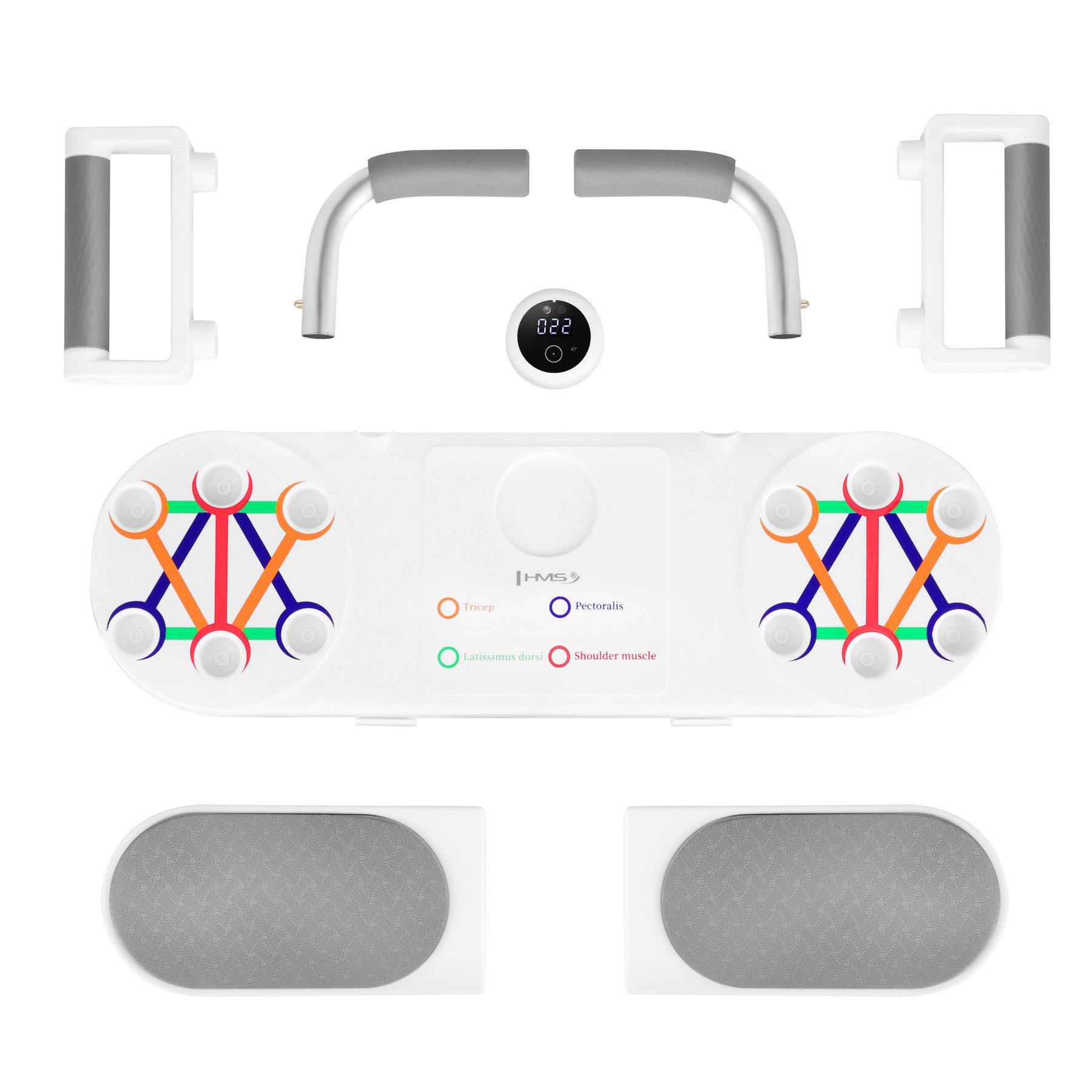 HMS Bauchtrainer Multifunktionales Liegestütz-Brett Push up & Plank Board, mit Wiederholungszählung