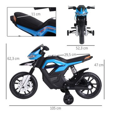 HOMCOM Elektro-Kindermotorrad Kindermotorrad Licht Musik MP3 maximal 3 km/h Metall + Kunststoff Blau, Belastbarkeit 30 kg, (1-tlg), L105 x B52.3 x H62.3 cm