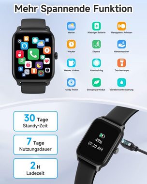 GYDOM Smartwatch (1,8 Zoll, Android iOS), Damen mit Telefonfunktion Alexa Integriert Fitnessuhr 100+ Sportmodi