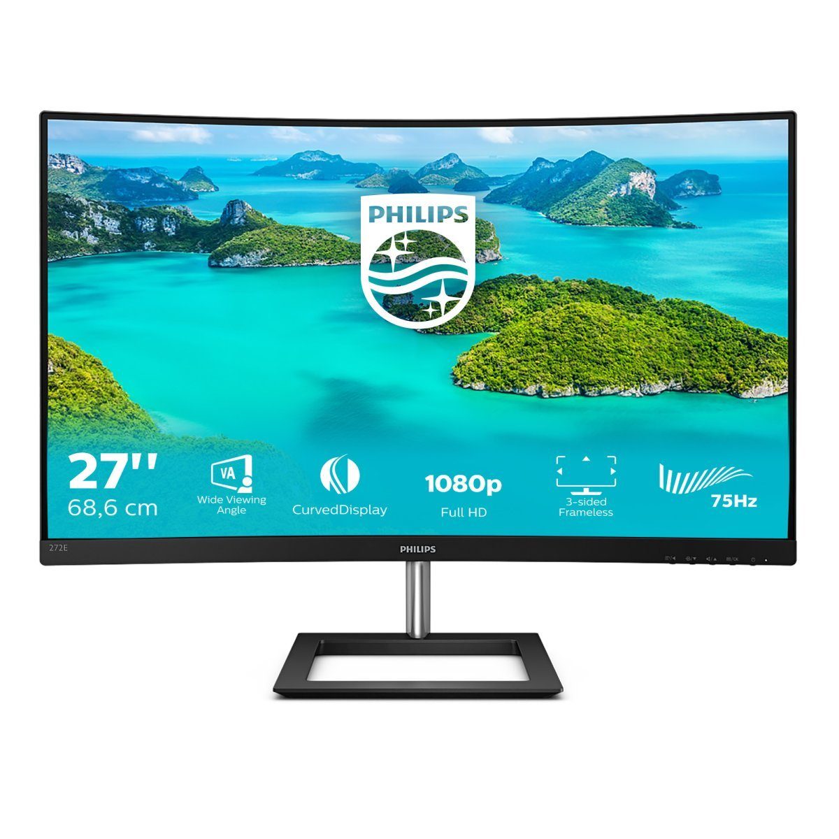 Philips 272E1CA LCD-Monitor (68,6 cm/27 ", 1920 x 1080 px, Full HD, 4 ms Reaktionszeit, 75 Hz, VA LCD)