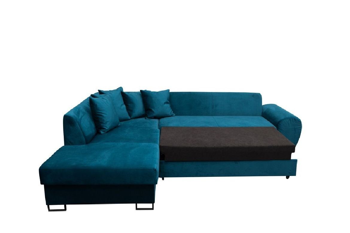 Bettkasten Bettfunktion Ecksofa Bettfunktion Designer Möbel Sofa Ecksofa, Türkis Schlafsofa JVmoebel Mit Sofa