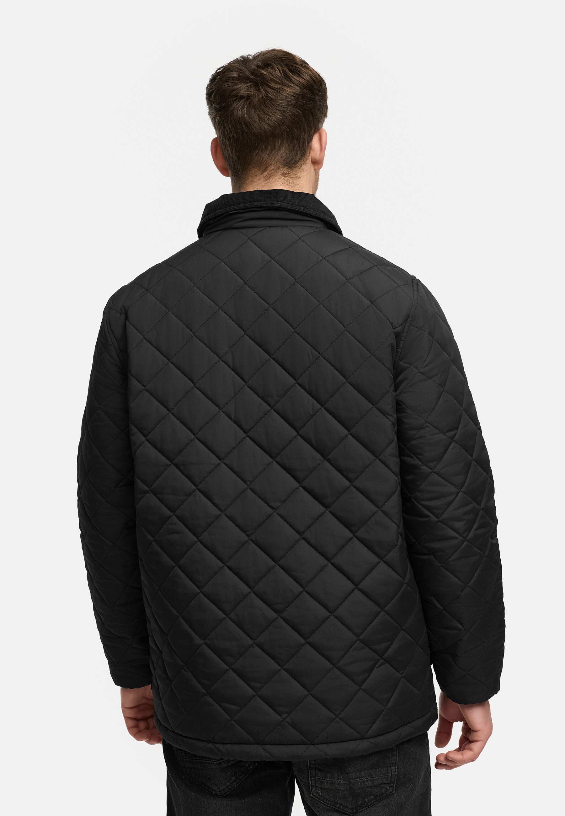 Indicode Steppjacke Herren INDrills Herrenjacke Daunen-Optik mit Cordkragen und Pattentaschen