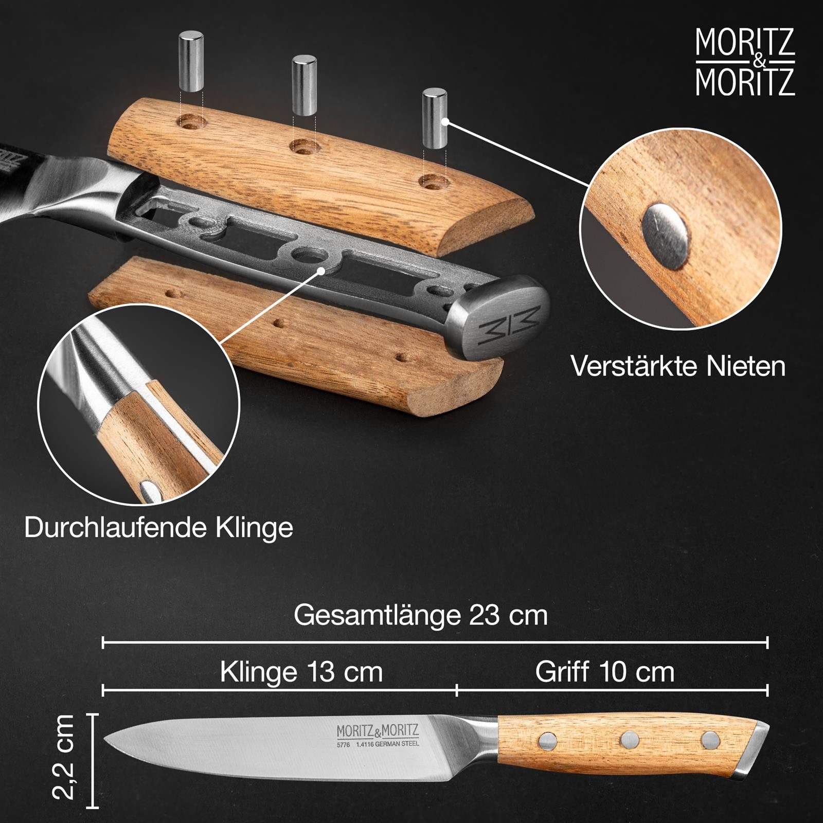 Moritz & Moritz Kochmesser Universal Kochmesser, 13cm Klinge, ergonomischer Griff