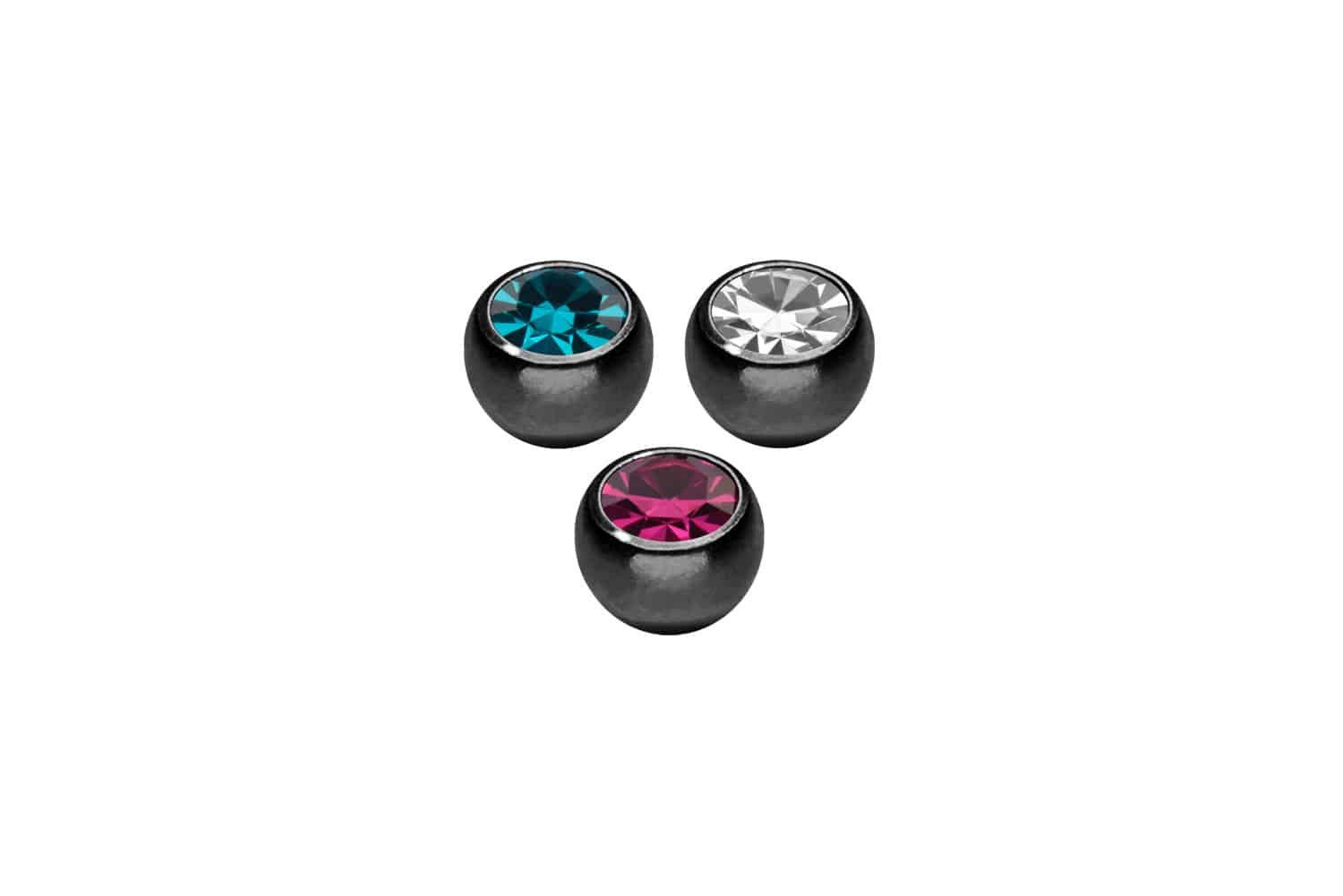 PIERCINGLINE Piercing-Set SET Chirurgenstahl Schraubkugel KRISTALL (Schraub-Aufsätze, 3erSET1 = 1,6 mm Gewinde)