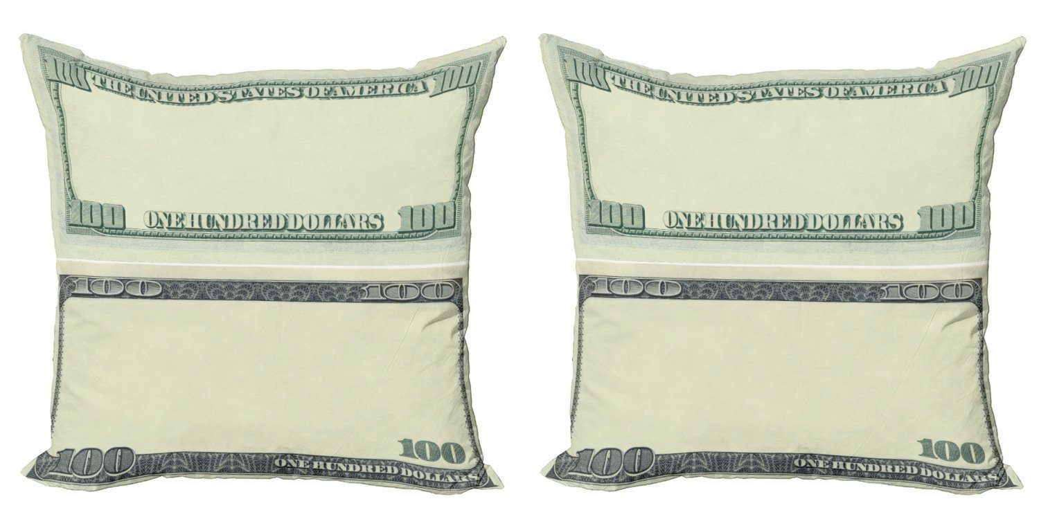 Geld Stück), (2 Kissenbezüge Digitaldruck, Doppelseitiger Abakuhaus Modern Accent Dollarschein-Rahmen-Muster