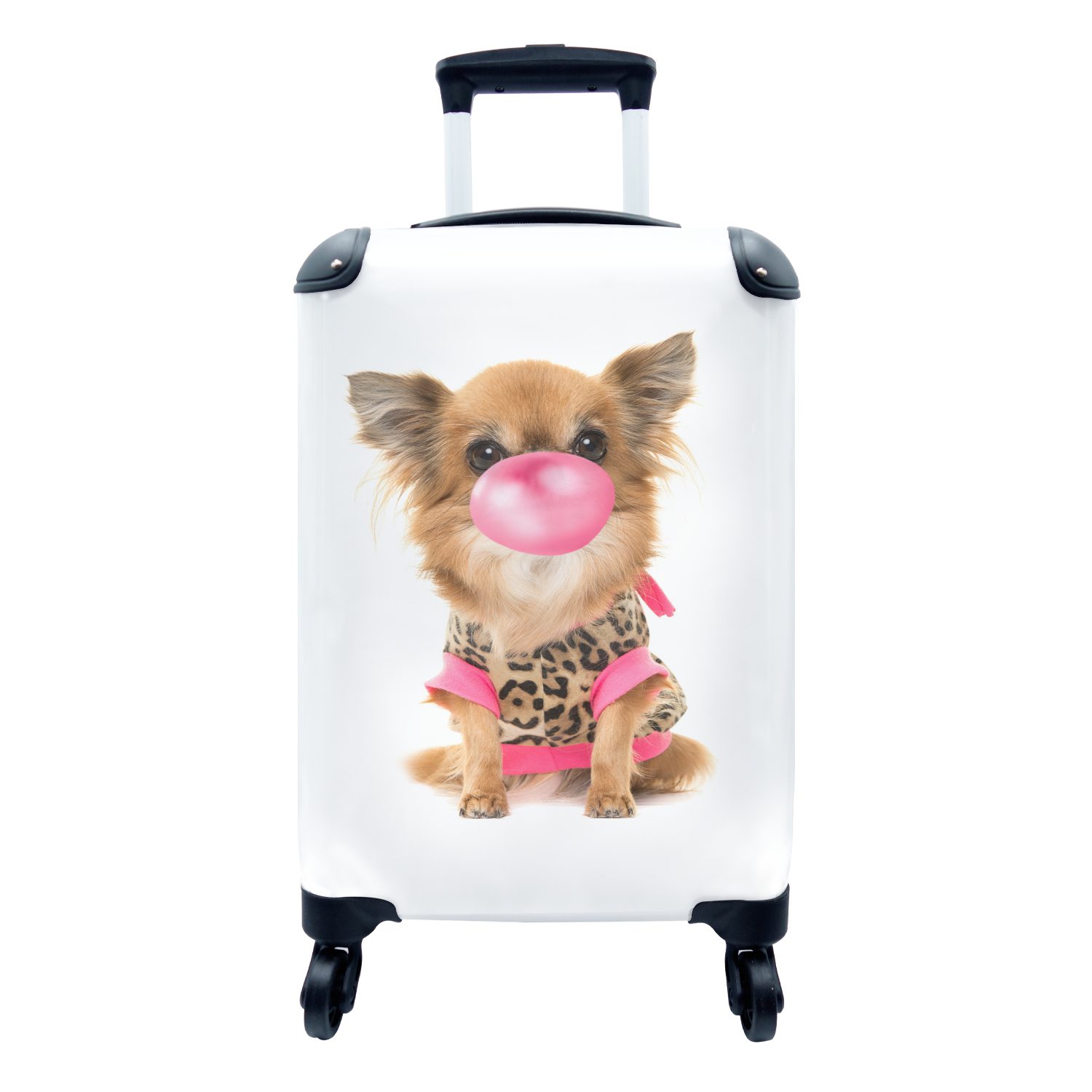 MuchoWow Handgepäckkoffer - Kinder, - Reisekoffer - Kinder 4 Reisetasche rollen, - Kaugummi Trolley, Handgepäck für Rosa Rollen, Ferien, Für mit - Hund Mädchen