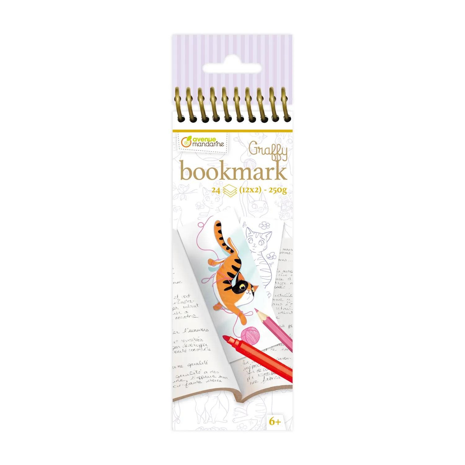 Avenue Mandarine Malvorlage 5x Graffy Bookmark, Katzen GY100C, Ausmalbuch