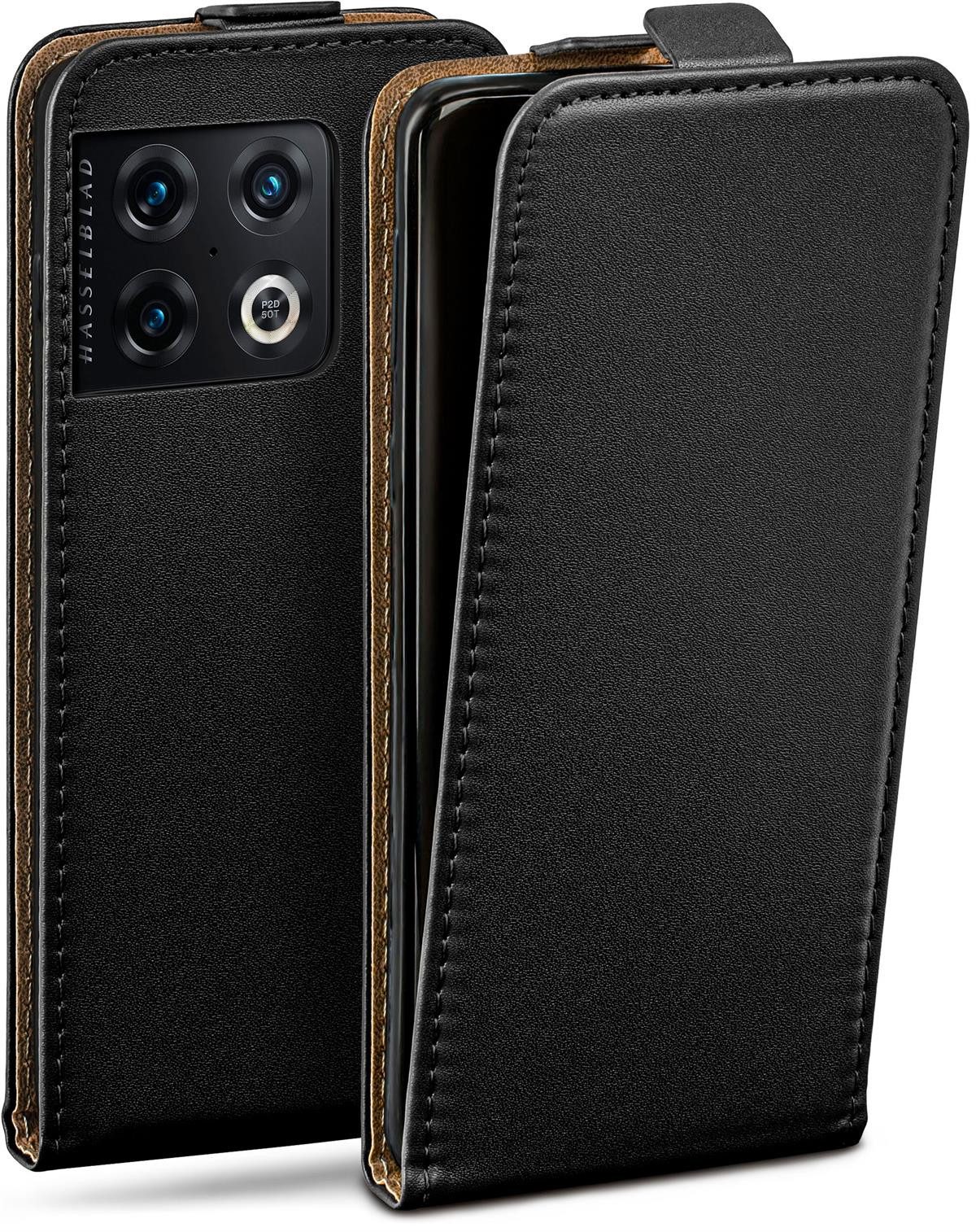 moex Handyhülle für OnePlus 10 Pro Hülle Klappbar Flip Case Schwarz 6,7 Zoll, 360 Grad Schutz Handytasche Leder Optik PU Lederhülle Cover Klapphülle