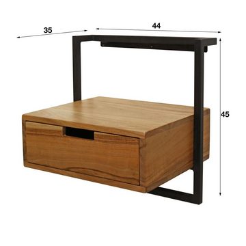 RINGO-Living Sideboard Massivholz Nachttisch Kaia in Natur-hell und Schwarz-matt 440mm, Möbel
