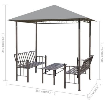 vidaXL Partyzelt Gartenpavillon mit Tisch und Bänken 2,5x1,5x2,4 m Anthrazit