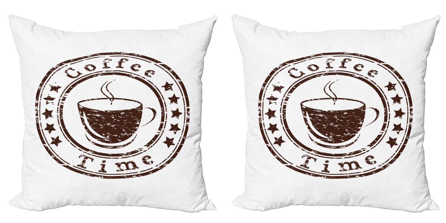 Kreisförmige Abakuhaus Doppelseitiger Kaffee Kissenbezüge Grunge-Becher Digitaldruck, Modern Sterne (2 Stück), Accent