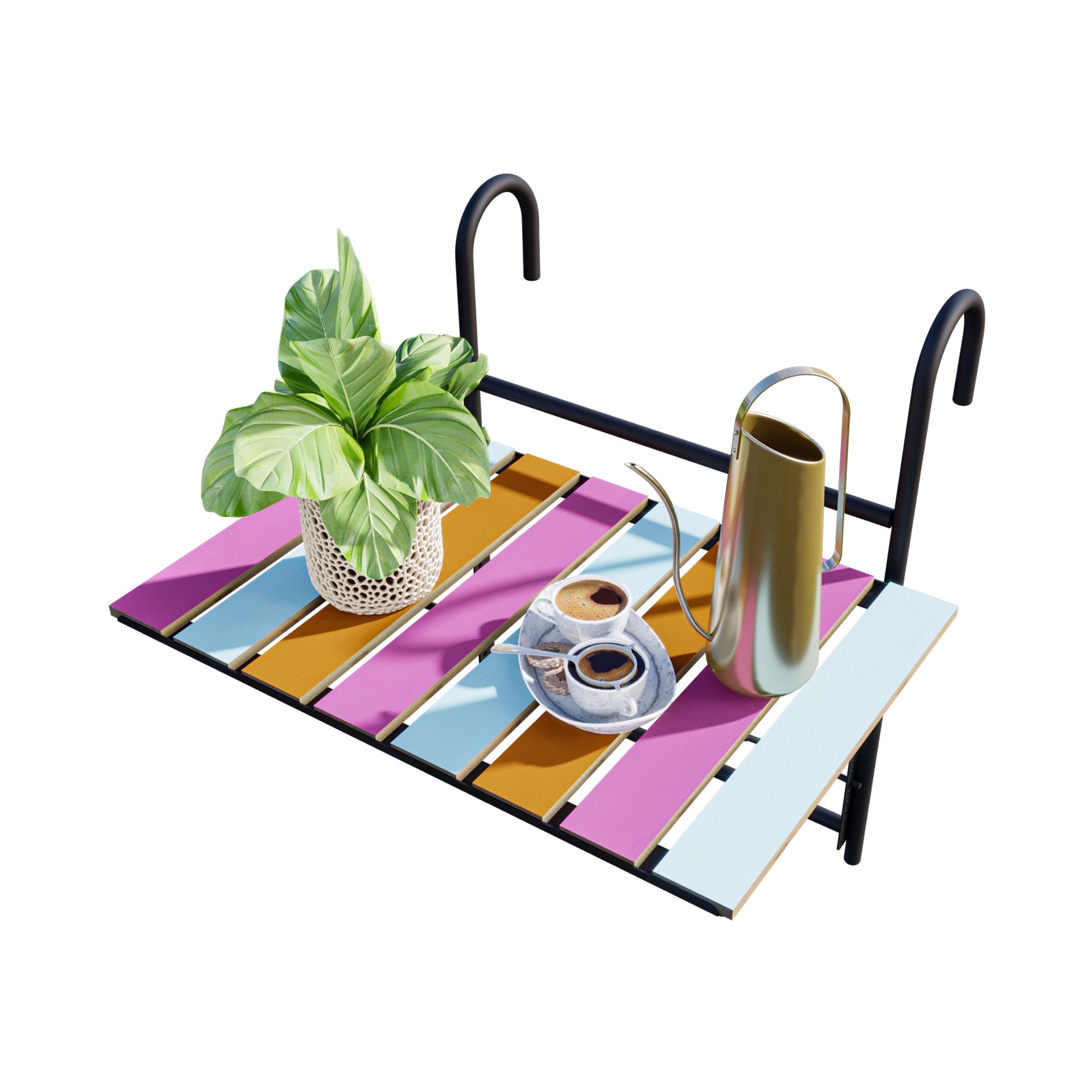 en.casa Balkonhängetisch, »Petäjävesi« klappbar Holz 60 x 40 x 58 cm Mehrfarbig