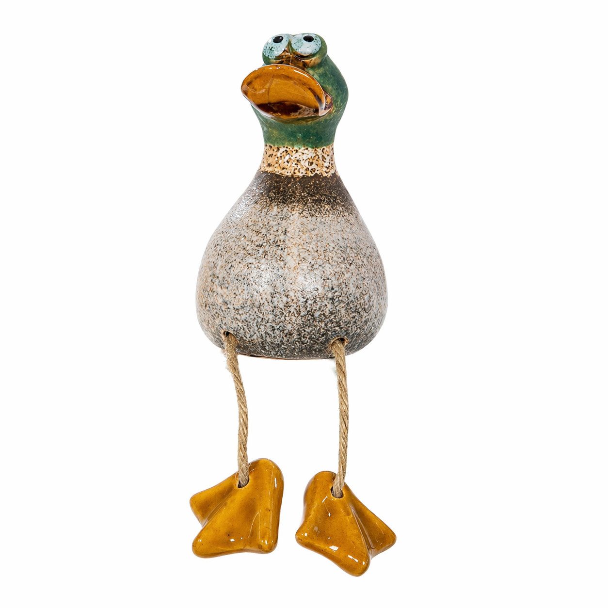 GILDE Dekofigur GILDE Kantenhocker Richy, Ente, Keramik, braun-grün, 12 cm (1 St)