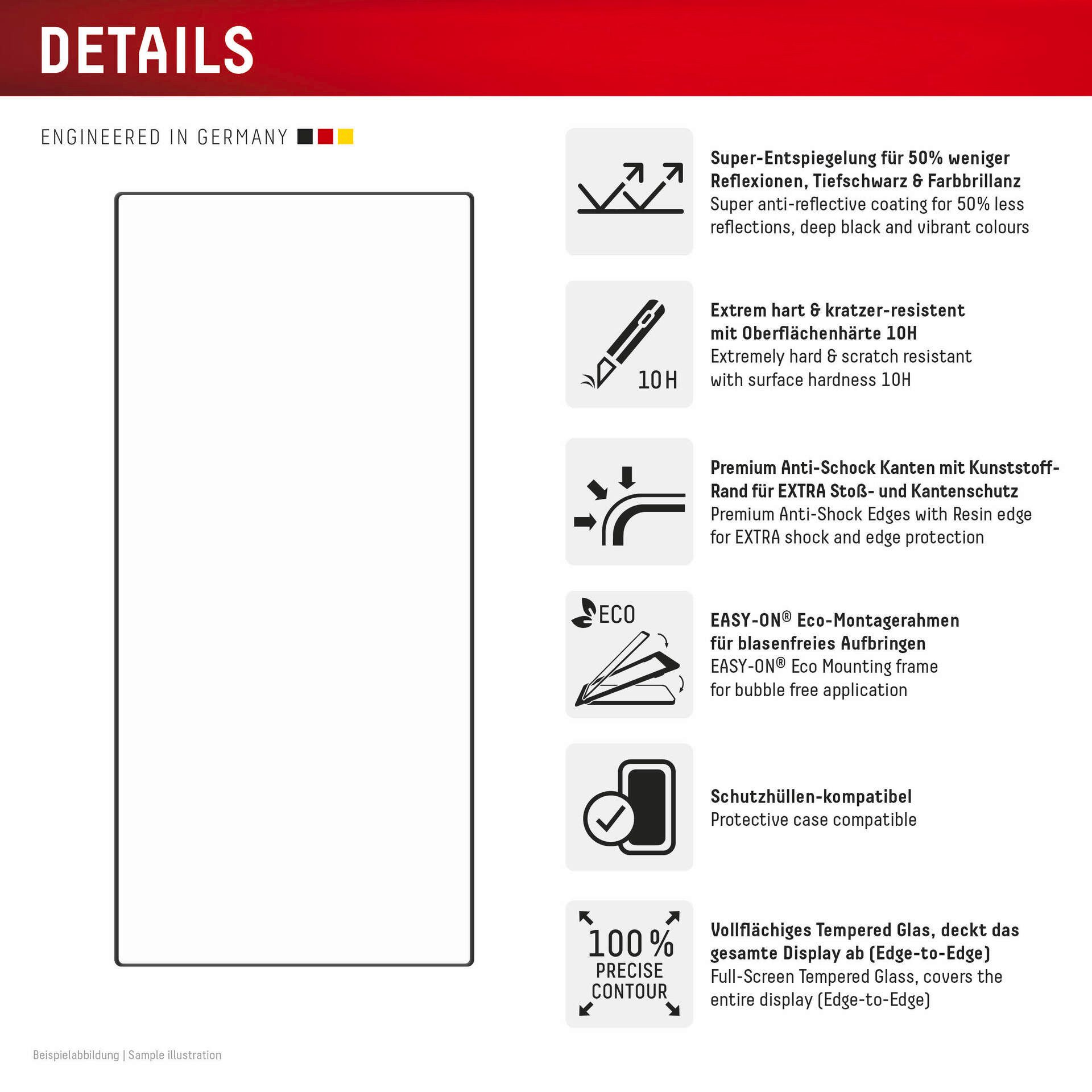Displex Displayschutzglas Premium Glass Full Cover Anti-Reflex für Samsung Galax S24 Ultra, 1 Stück, Displayschutzfolie, Schutzfolie, Bildschirmschutz, kratz- & – Bild 5 von 5
