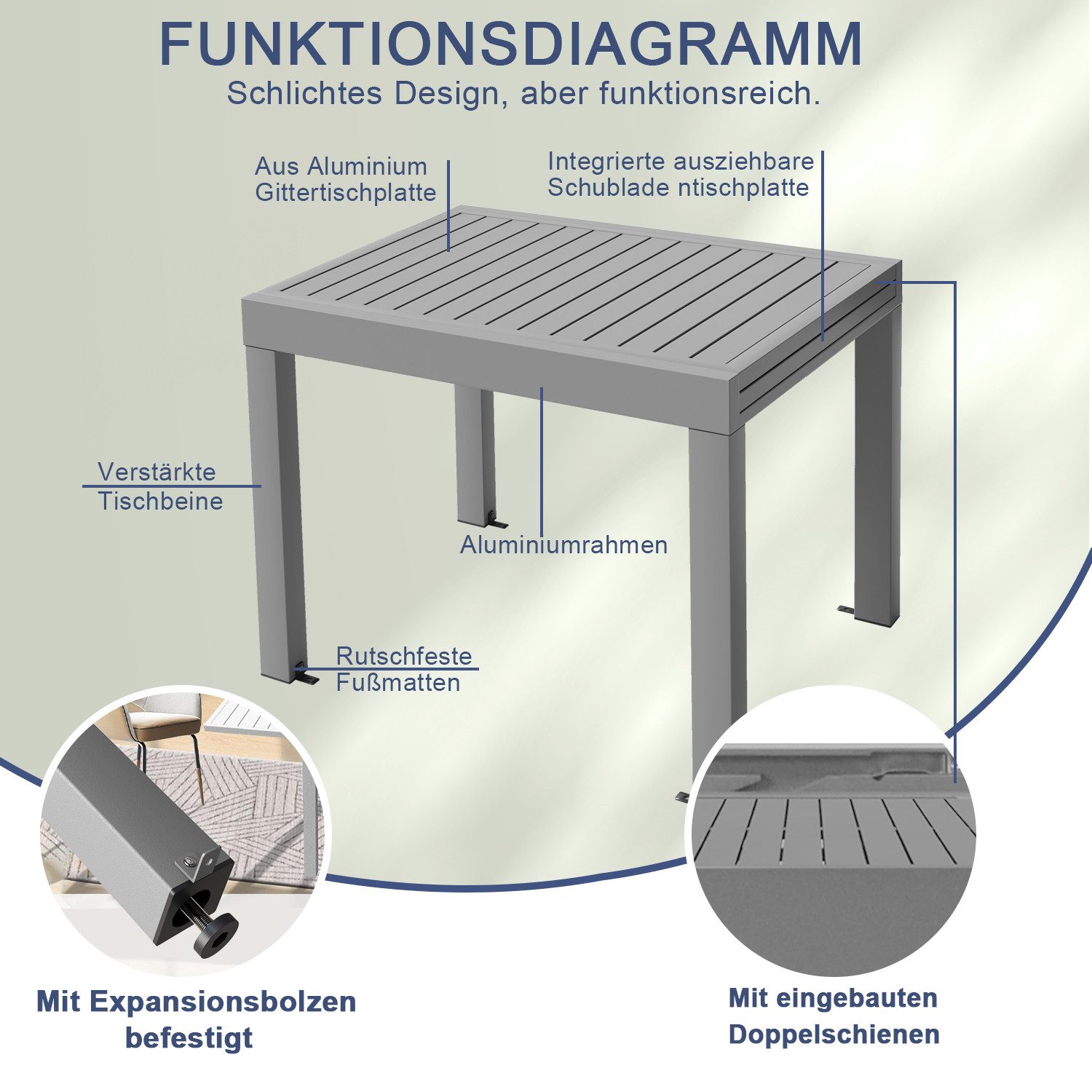 HOMALL Gartentisch Garten-Essgruppe 160/260cm Aluminium Ausziehtisch und Ga günstig online kaufen
