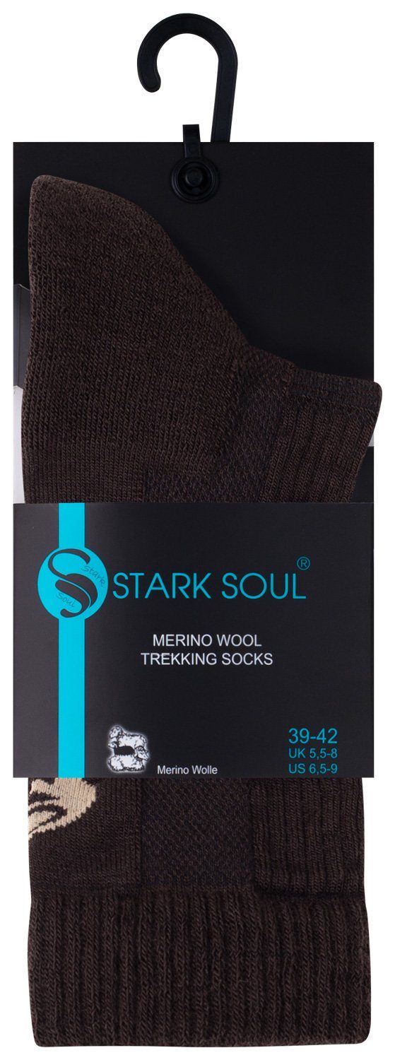 3 (1-Paar) 1 oder Merino Outdoor Trekking Soul® Stark Braun Paar Socken, Funktionssocken Unisex