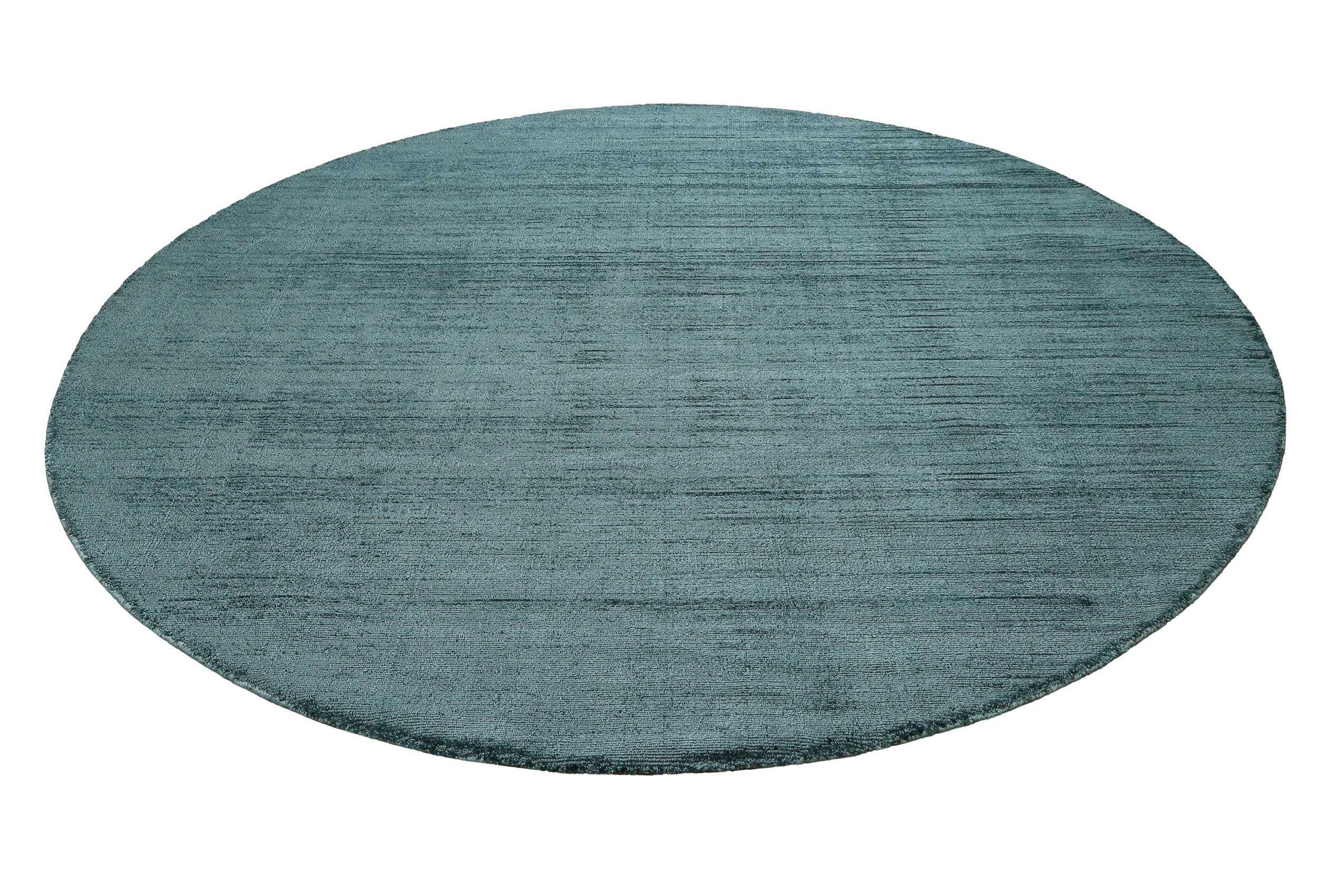 Teppich Gil, Esprit, rund, Höhe: 8 mm, handgewebt, seidig glänzend, schimmernde Farbbrillianz, Melangeeffekt petrol türkis