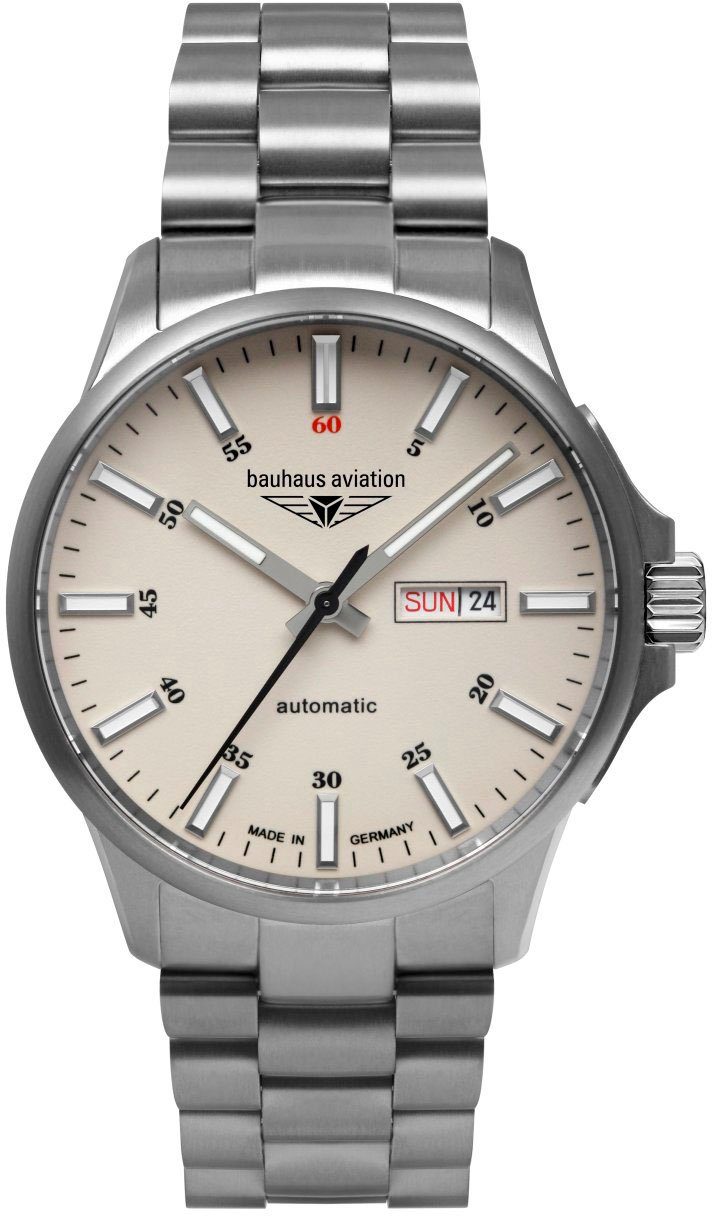 bauhaus Automatikuhr bauhaus aviation 2866M-5, Armbanduhr, Herrenuhr, Datum, Saphirglas, Made in Germany