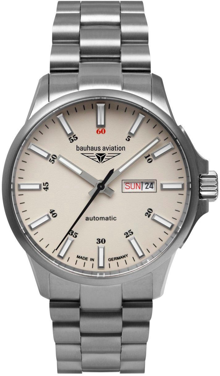 bauhaus Automatikuhr bauhaus aviation, 2866M-5, Armbanduhr, Herrenuhr, Datum, Saphirglas, Made in Germany