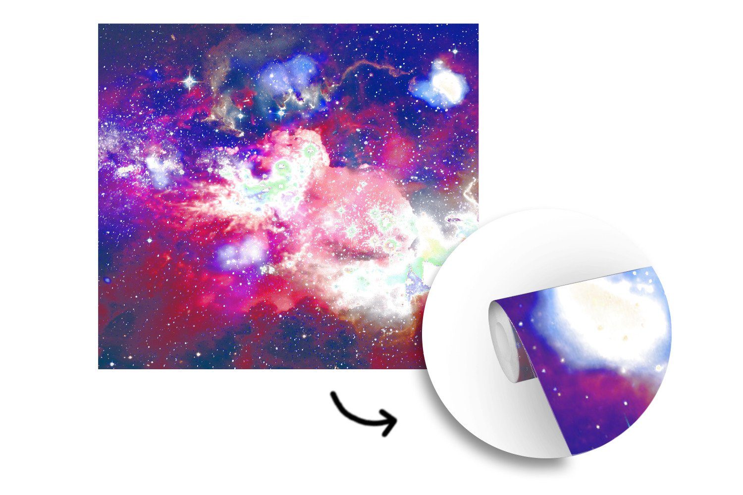 Kosmos, (5 - Schlafzimmer, St), Matt, MuchoWow Sterne Weltraum Wohnzimmer Wandtapete Tapete bedruckt, Vinyl - für Fototapete oder