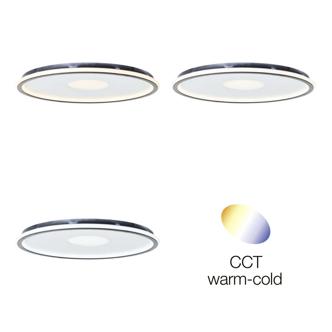 Brilliant Deckenleuchte Vegas, CCT - über Fernbedienung, Dimmfunktion, Nachtlichtfunktion, LED fest integriert, Farbwechsler, sehr helle LED - über Fernbedienung dimmbar - 50cm Ø - 5400 Lumen
