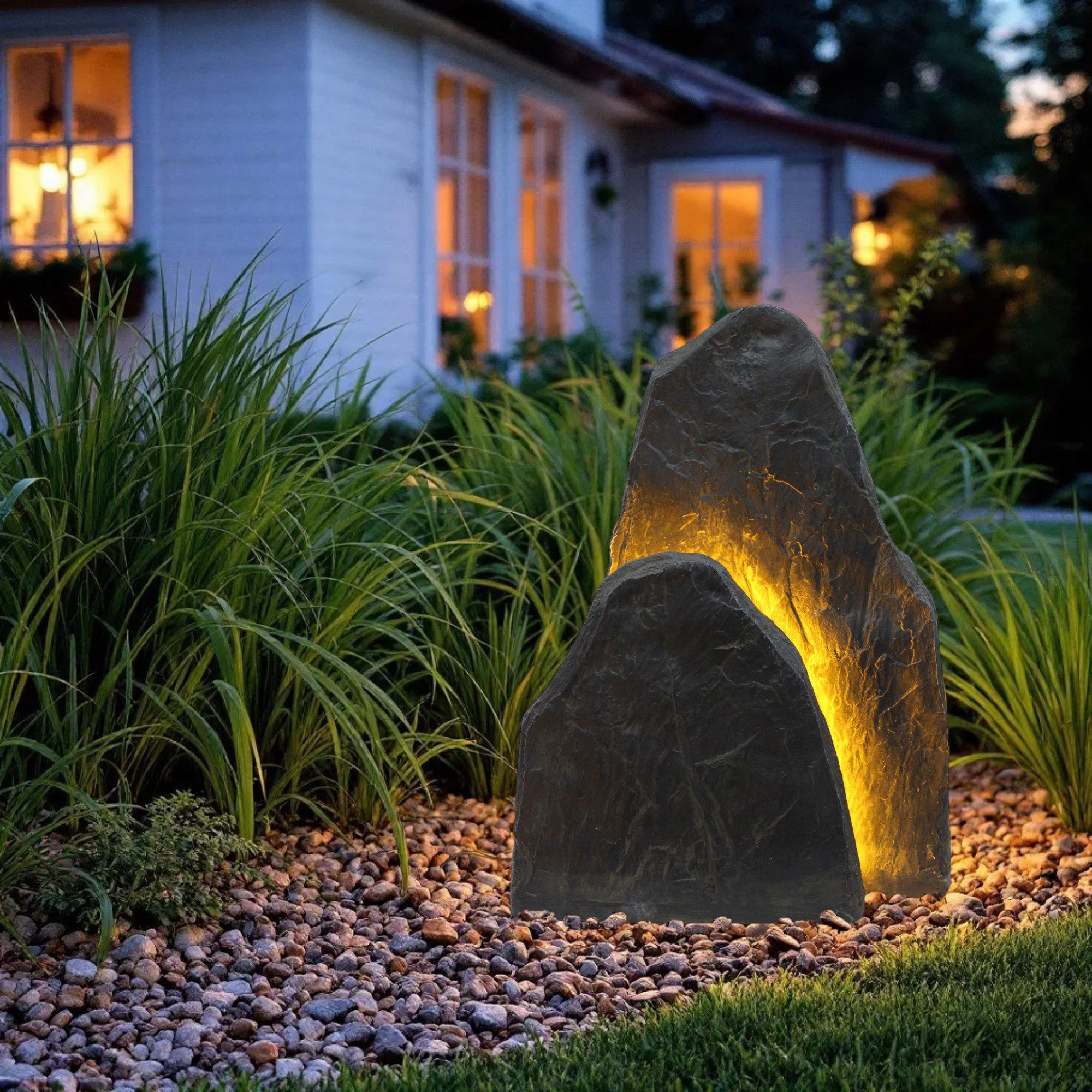 Arnusa Gartenfigur Leuchtfelsen Gartenbeleuchtung LED Gartenfelsen Stein Po günstig online kaufen