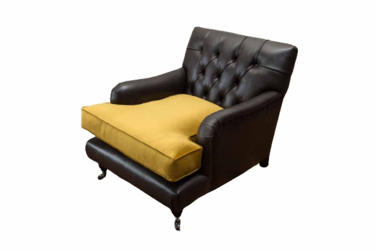 JVmoebel Sessel, Sessel Design Sitzer Club Couch Lounge Braun Polster Luxus Sofa Leder