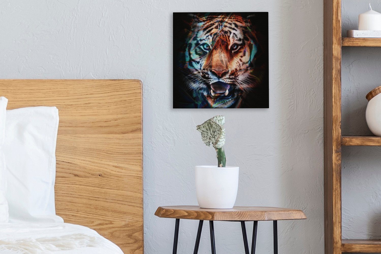 Leinwandbild für OneMillionCanvasses® Leinwand Bilder - St), (1 Tiger Schlafzimmer - Wohnzimmer Tier, Farben