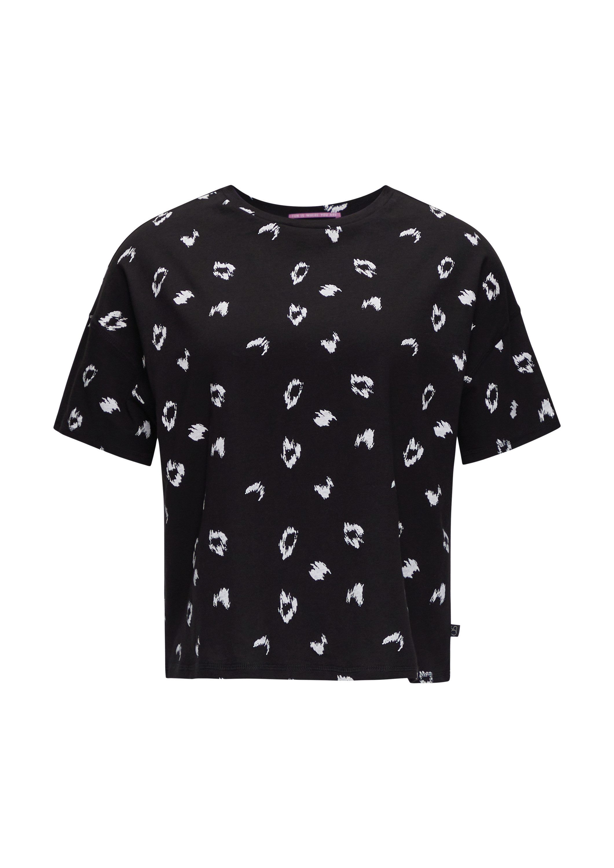 QS Kurzarmshirt T-Shirt T-Shirt aus Baumwolle mit All-over-Print im Loose F günstig online kaufen