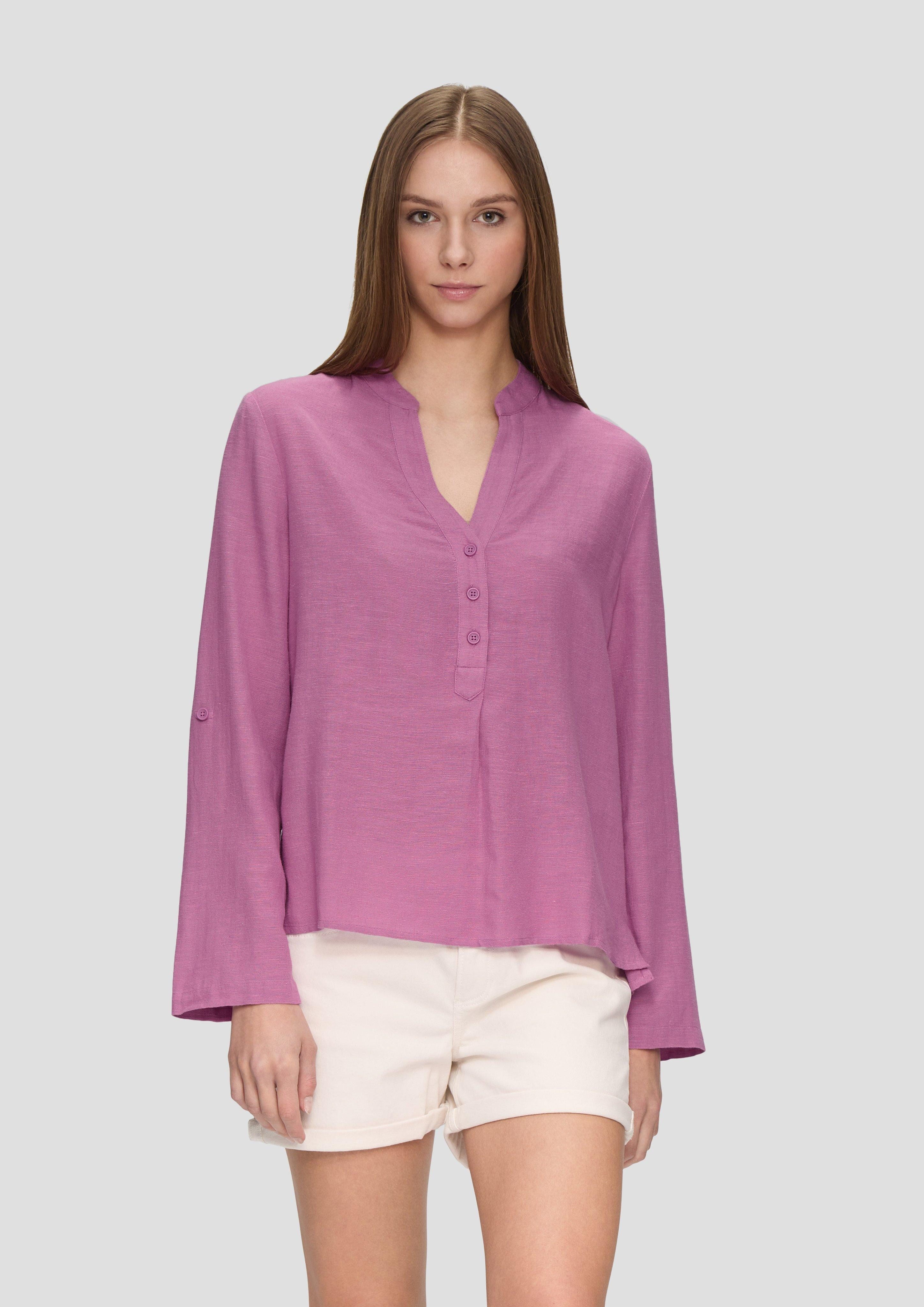 Langarmbluse Bluse aus Leinenmix