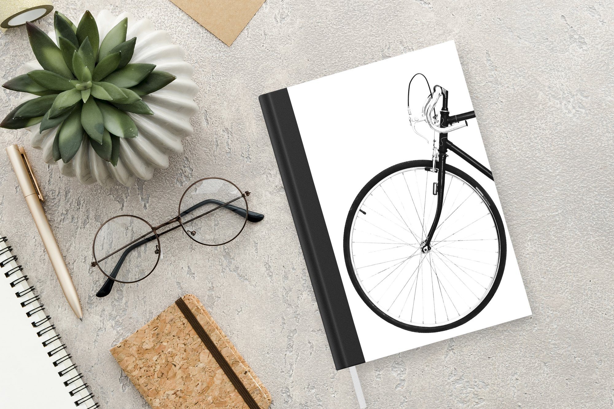 Fahrrad Lenker, Haushaltsbuch Notizbuch MuchoWow Tagebuch, - - Schwarz Journal, A5, Seiten, Merkzettel, 98 Rad Notizheft, -