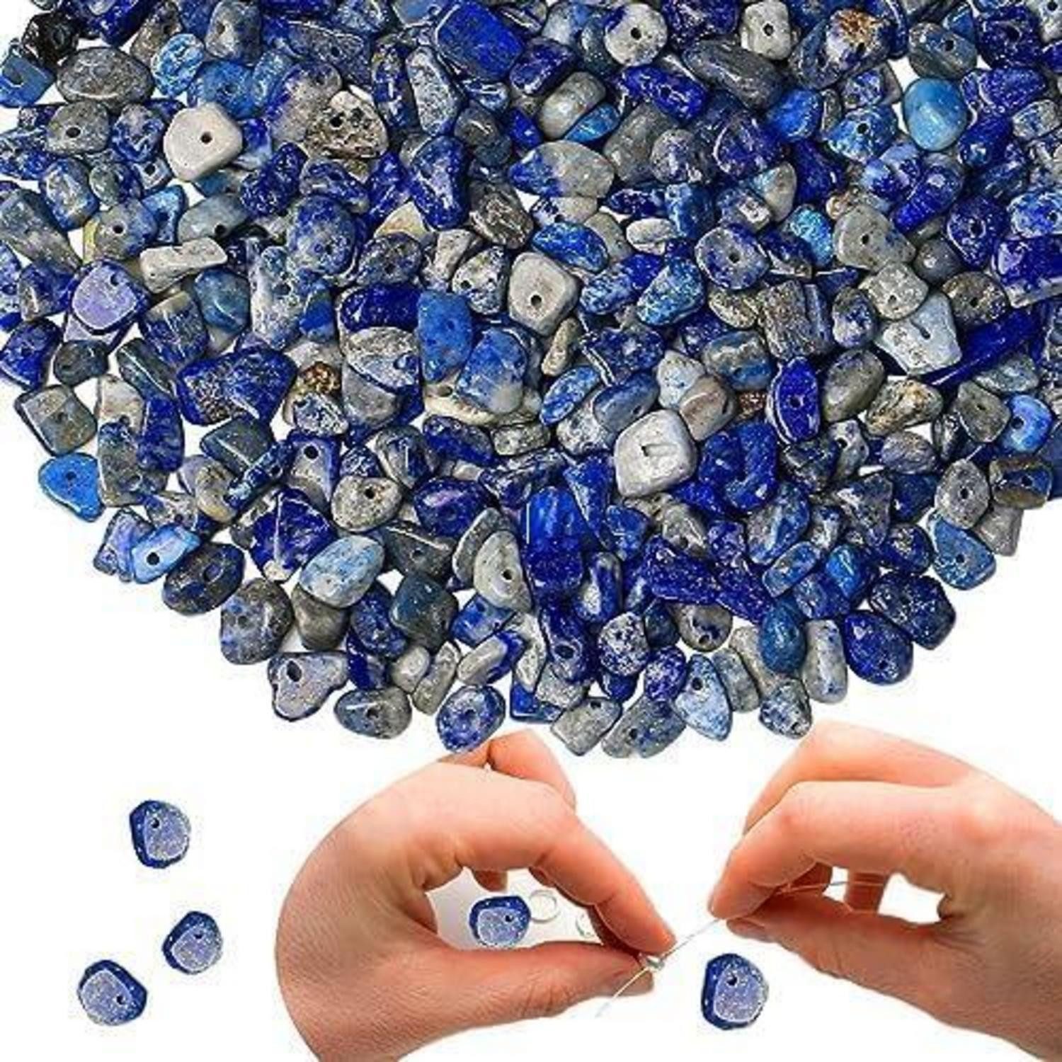 LuxusKollektion Edelstein Kristall Perlen Set 400 Stück DIY Schmuck Basteln Lapislazuli 5-8mm